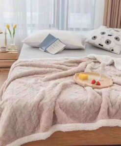Patura Cocolino, Tricotaj cu blanita, 200×230 cm, Bej,Jojo Home