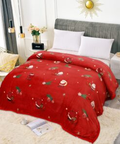 Patura Pufoasa Cocolino, Model de Craciun, Mos Craciun,Globulete,Verde/Rosu, 200×230,JOJO Home