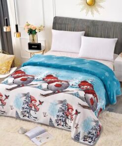 Patura Pufoasa Cocolino, Model de Craciun, Om de Zapada, Bleu/Alb/Rosu, 200×230,JOJO Home