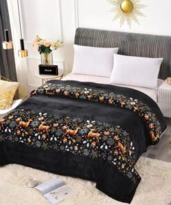 Patura Pufoasa Cocolino, Model de Craciun, Cerbi, Negru/Auriu, 200×230,JOJO Home
