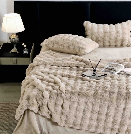 Lenjerie Pat Dublu, Blanita de Iepure, 6 Piese,Bej, JOJO Home - imagine 2