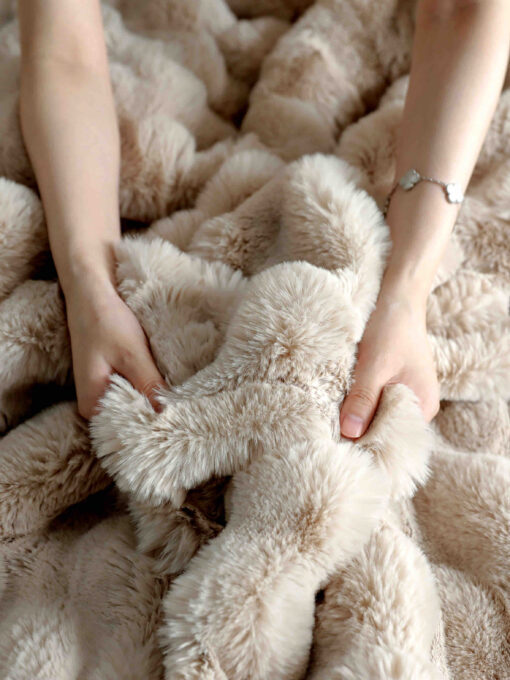Lenjerie Pat Dublu, Blanita de Iepure, 6 Piese,Bej, JOJO Home - imagine 8