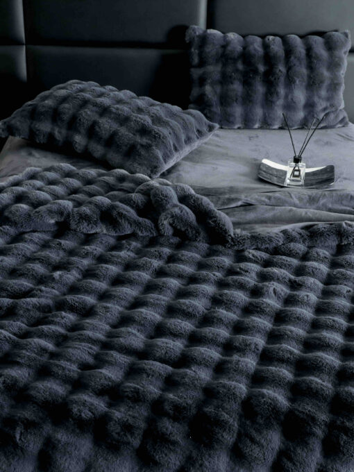 Lenjerie Pat Dublu, Blanita de Iepure, 6 Piese,Gri Antracit, JOJO Home - imagine 3