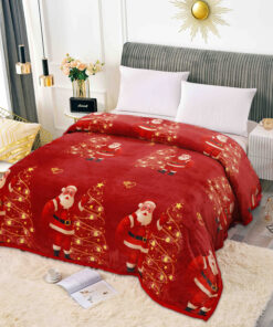 Patura Pufoasa Cocolino, Model de Craciun, Mos Craciun, Rosu, 200×230,JOJO Home