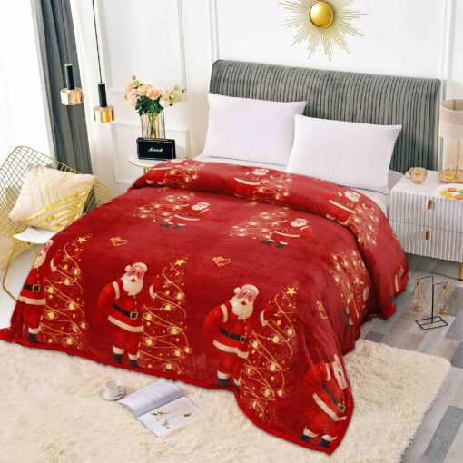 Patura Pufoasa Cocolino, Model de Craciun, Mos Craciun, Rosu, 200×230,JOJO Home