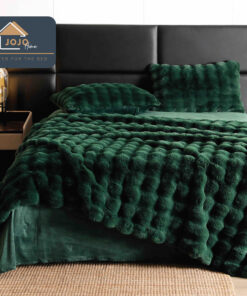 Lenjerie Pat Dublu, Blanita de Iepure, 6 Piese,Verde, JOJO Home