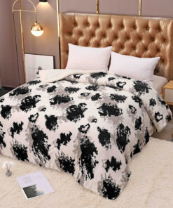 Patura Cocolino cu Blanita, 200×230 cm,Alb-Negru, Animal Print,JOJO Home