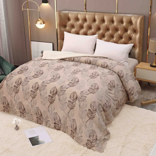 Patura Cocolino cu Blanita, 200×230 cm,Bej,Frunze,JOJO Home