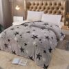 Patura Cocolino cu Blanita, 200×230 cm,Gri-Negru,Stelute,JOJO Home