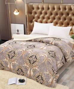 Patura Cocolino cu Blanita, 200×230 cm,Modern, Bej-Gri, ,JOJO Home