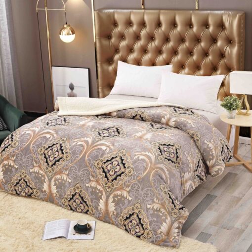Patura Cocolino cu Blanita, 200×230 cm,Modern, Bej-Gri, ,JOJO Home