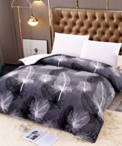Patura Cocolino cu Blanita, 200×230 cm,Pene, Gri,JOJO Home