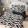 Set Lenjerie Pufoasa Cocolino, 6 Piese, Pat 2 Persoane,Zebra, Alb/Negru,JOJO Home