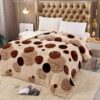 Patura Cocolino cu Blanita, 200×230 cm,Cercuri, Crem/Maro,JOJO Home
