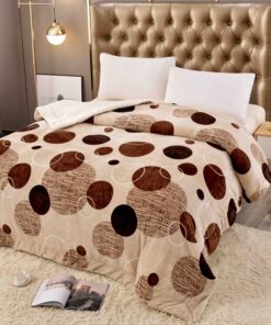 Patura Cocolino cu Blanita, 200×230 cm,Cercuri, Crem/Maro,JOJO Home