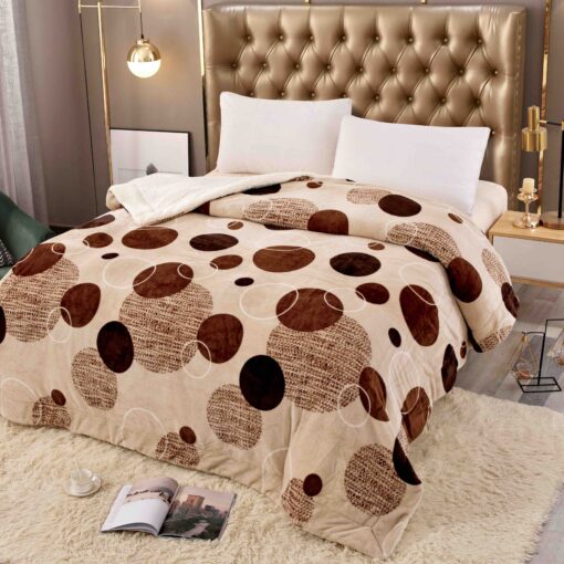 Patura Cocolino cu Blanita, 200×230 cm,Cercuri, Crem/Maro,JOJO Home