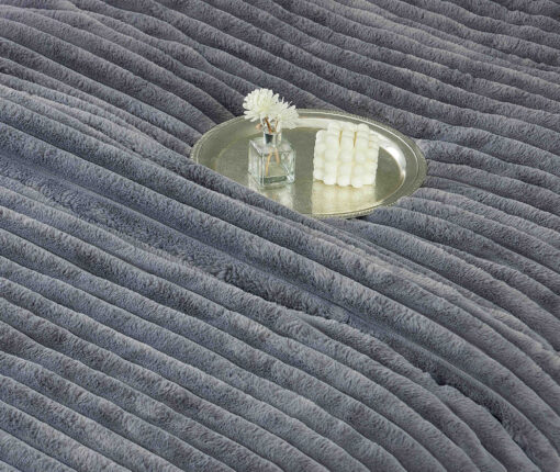 Lenjerie de pat cu Pilota Inclusa , Cearceaf cu Elastic, 6 Piese, Blană de Iepure Artificială, JOJO Home - imagine 3