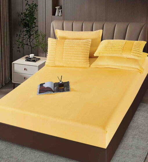 Lenjerie de pat cu Pilota Inclusa , Cearceaf cu Elastic, 6 Piese, Blană de Iepure Artificială, JOJO Home - imagine 4