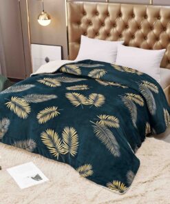 Patura Cocolino cu Blanita, 200×230 cm,Pene,Verde/Galben,JOJO Home