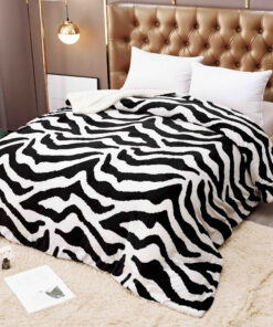 Patura Cocolino cu Blanita, 200×230 cm,Zebra, Alb/Negru,JOJO Home