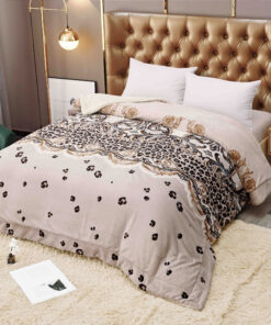 Patura Cocolino cu Blanita, 200×230 cm,Leopard, Crem,JOJO Home