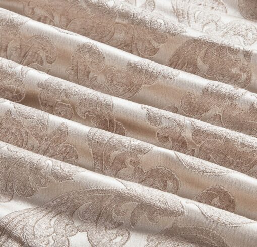 Set Lenjerie Jacquard cu Elastic + Pilota + Perna Tip Puisor, Pat 2 Persoane, 7 Piese, Maro/Crem,JOJO Home - imagine 5