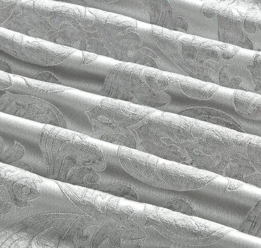 Set Lenjerie Jacquard cu Elastic + Pilota + Perna Tip Puisor, Pat 2 Persoane, 7 Piese, Gri,JOJO Home - imagine 5