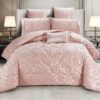 Set Lenjerie Jacquard + Pilota + Perna Tip Puisor, Pat 2 Persoane, 7 Piese, Roz,JOJO Home