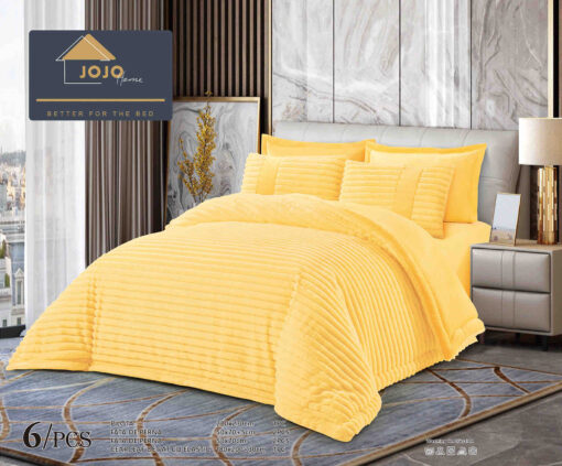 Lenjerie de pat cu Pilota Inclusa , Cearceaf cu Elastic, 6 Piese, Blană de Iepure Artificială, JOJO Home