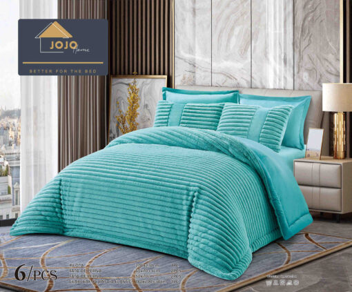 Lenjerie de pat cu Pilota Inclusa , Cearceaf cu Elastic, 6 Piese, Blană de Iepure Artificială, JOJO Home