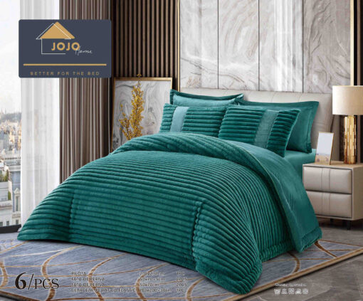 Lenjerie de pat cu Pilota Inclusa , Cearceaf cu Elastic, 6 Piese, Blană de Iepure Artificială, JOJO Home