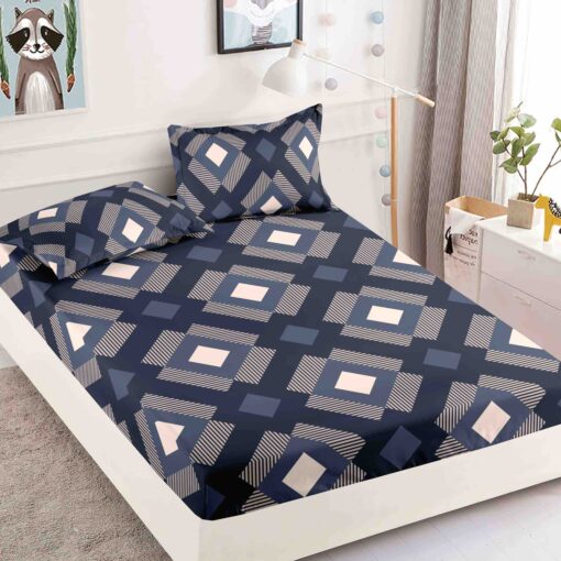 Husa de pat cu elastic, pentru pat de 2 persoane + 2 fete de perna JOJO Home