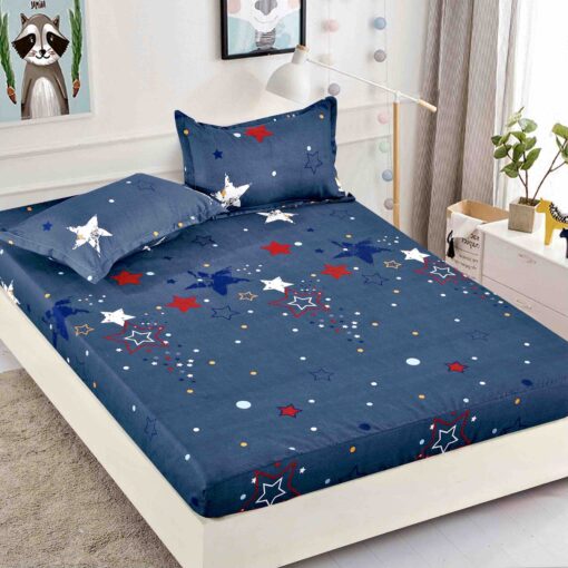 Husa de pat cu elastic, pentru pat de 2 persoane + 2 fete de perna JOJO Home