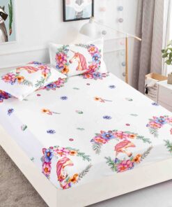Husa de pat cu elastic, pentru pat de 2 persoane + 2 fete de perna JOJO Home