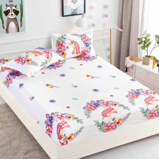 Husa de pat cu elastic, pentru pat de 2 persoane + 2 fete de perna JOJO Home