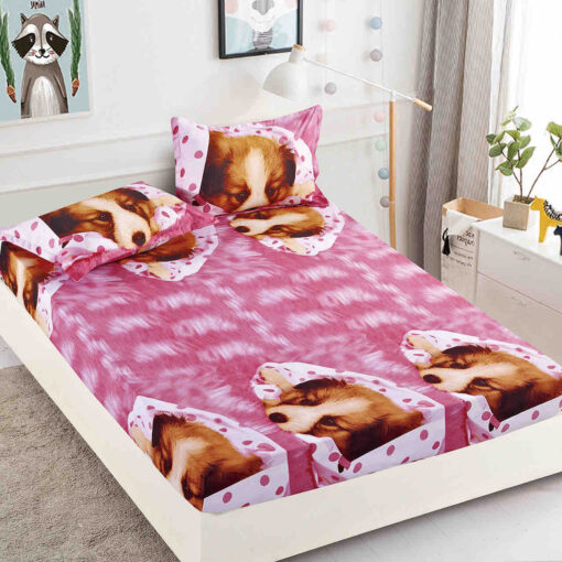Husa de pat cu elastic, pentru pat de 2 persoane + 2 fete de perna JOJO Home