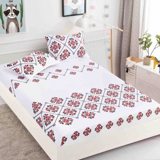Husa de pat cu elastic, pentru pat de 2 persoane + 2 fete de perna JOJO Home