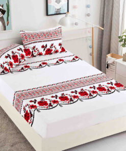 Husa de pat cu elastic, pentru pat de 2 persoane + 2 fete de perna JOJO Home