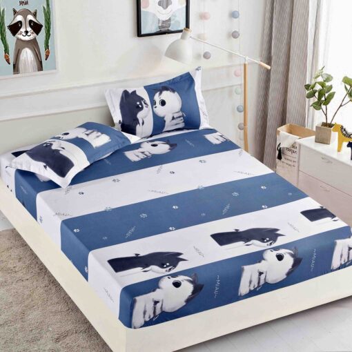 Husa de pat cu elastic, pentru pat de 2 persoane + 2 fete de perna JOJO Home
