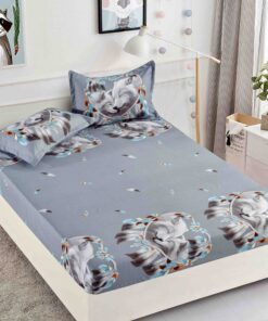 Husa de pat cu elastic, pentru pat de 2 persoane + 2 fete de perna JOJO Home