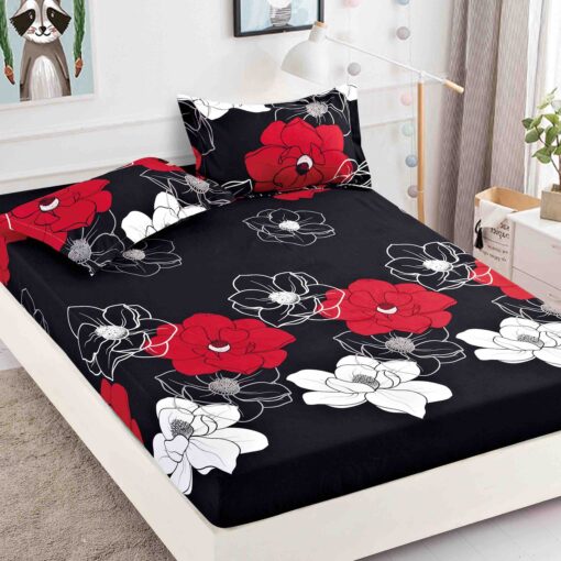 Husa de pat cu elastic, pentru pat de 2 persoane + 2 fete de perna JOJO Home