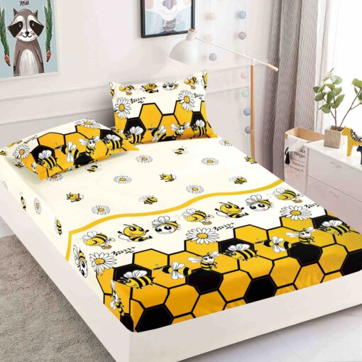 Husa de pat cu elastic, pentru pat de 2 persoane + 2 fete de perna JOJO Home