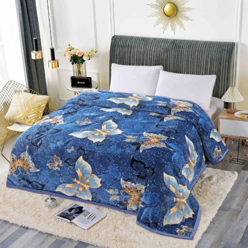 Patura Cocolino, 200x230cm, JOJO Home, Fluturi,Albastru