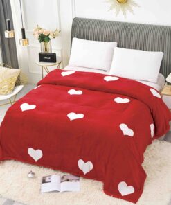 Patura Cocolino, 200x230cm, JOJO Home, Rosu-Alb,Inimioare