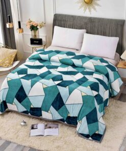 Patura Cocolino, 200x230cm, JOJO Home,Verde-Multicolor, Forme Geometrice