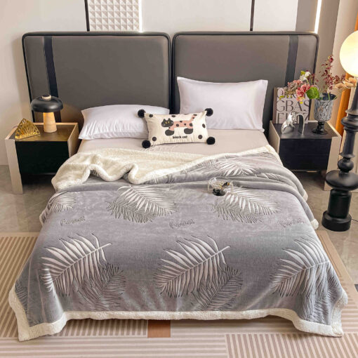 Patura Cocolino cu Blanita, 200×230 cm,Frunze,JOJO Home