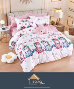 Lenjerie de pat,6 Piese,Bumbac Finet,Unicorni,JOJO Home