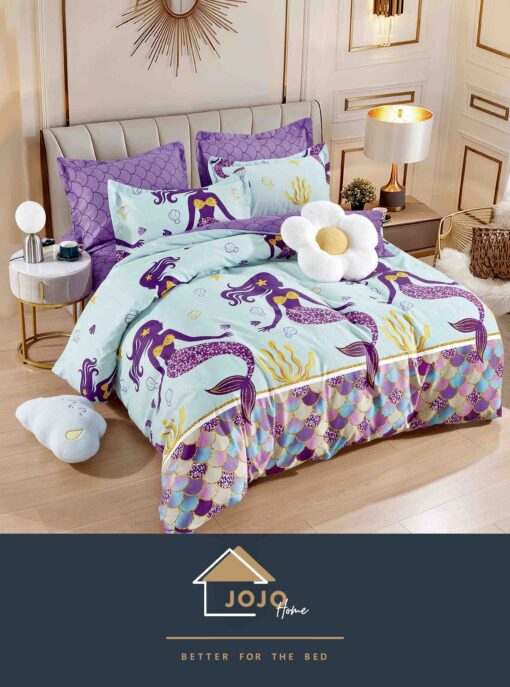 Lenjerie de pat,6 Piese,Bumbac Finet,Sirene,JOJO Home