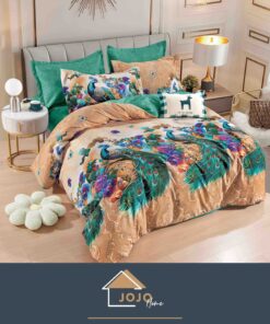 Lenjerie de pat,6 Piese,Bumbac Finet,Pauni,JOJO Home
