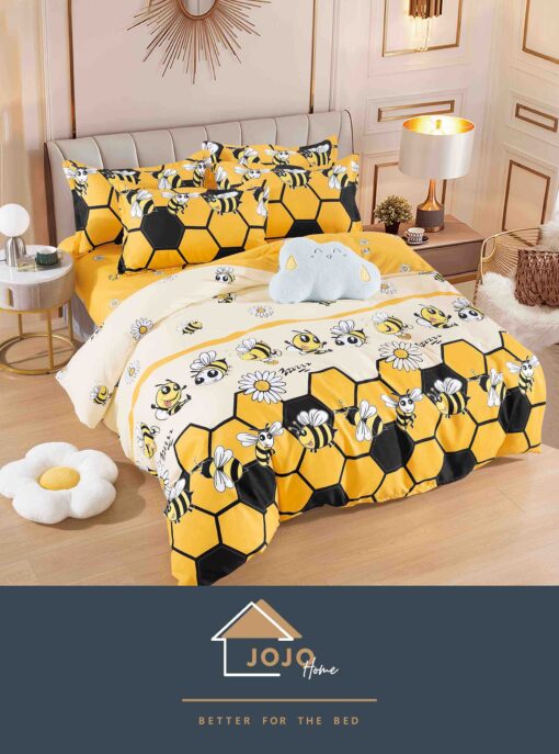 Lenjerie de pat,6 Piese,Bumbac Finet, Albinute,JOJO Home